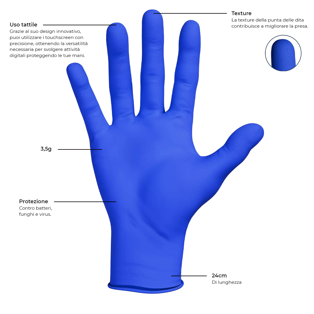 Guanti onicotecnica in nitrile | Senza polvere - 100 pezzi